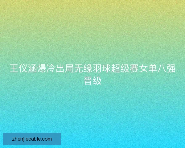 王仪涵爆冷出局无缘羽球超级赛女单八强晋级
